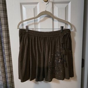 American Eagle Outfitters Brown Mini Skirt with Embellishments